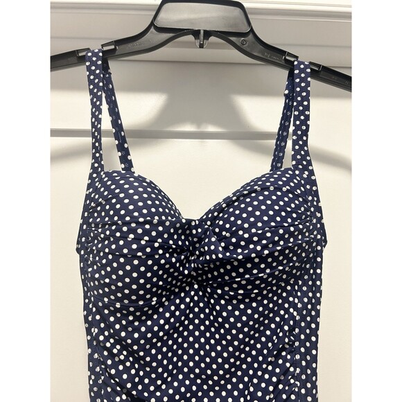 NipTuck Navy Blue And White Polka Dot Size 4 Bathing Suit Cruise Beach Retro - Picture 2 of 8
